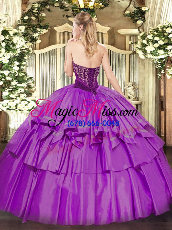 wholesale elegant floor length lace up sweet 16 dresses brown for military ball and sweet 16 and quinceanera with beading and ruffled layers