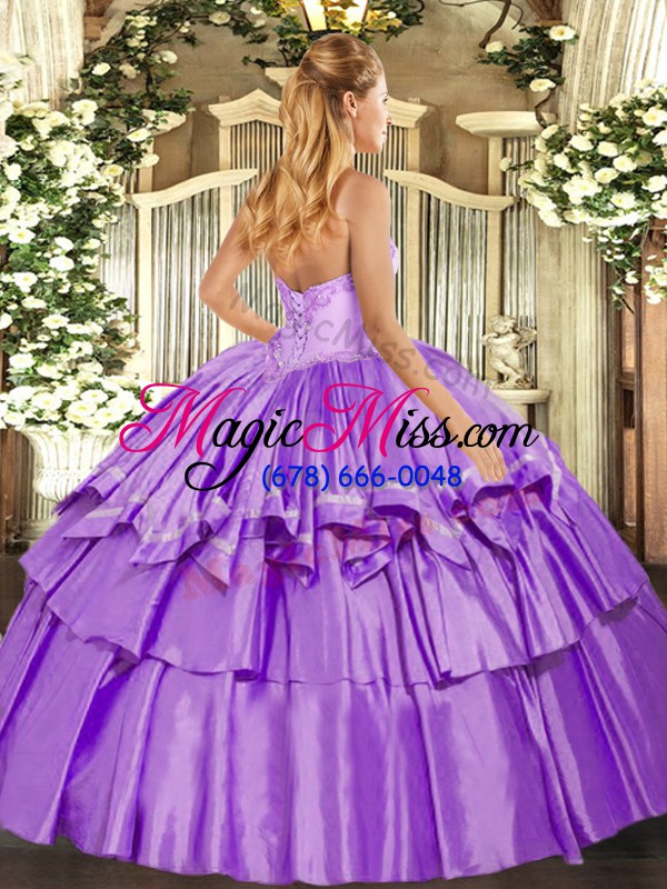 wholesale sleeveless floor length beading and ruffled layers lace up sweet 16 dress with blue