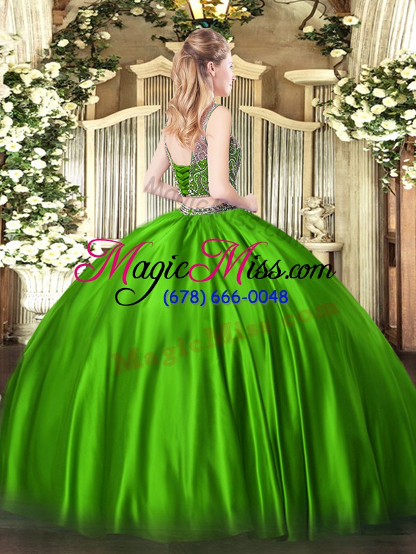 wholesale modest satin scoop sleeveless lace up beading 15 quinceanera dress in