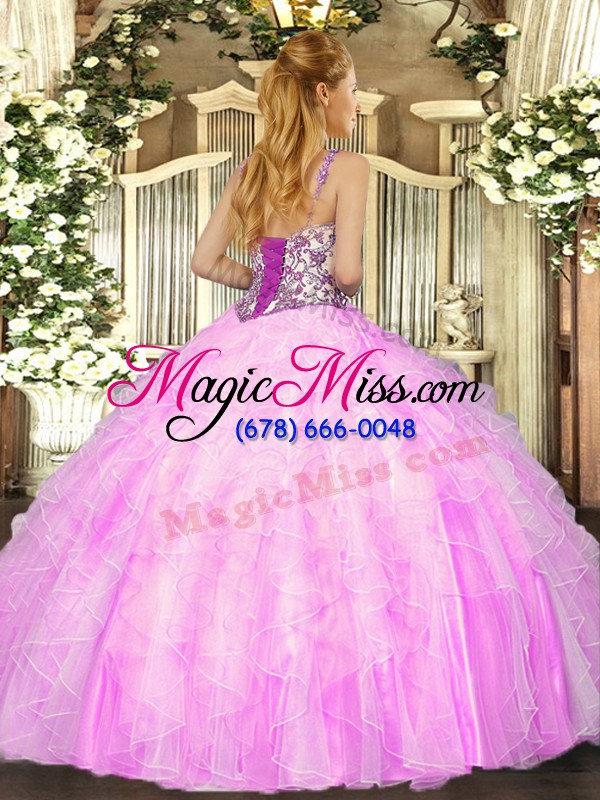 wholesale dazzling lavender sleeveless beading and ruffles floor length sweet 16 dresses