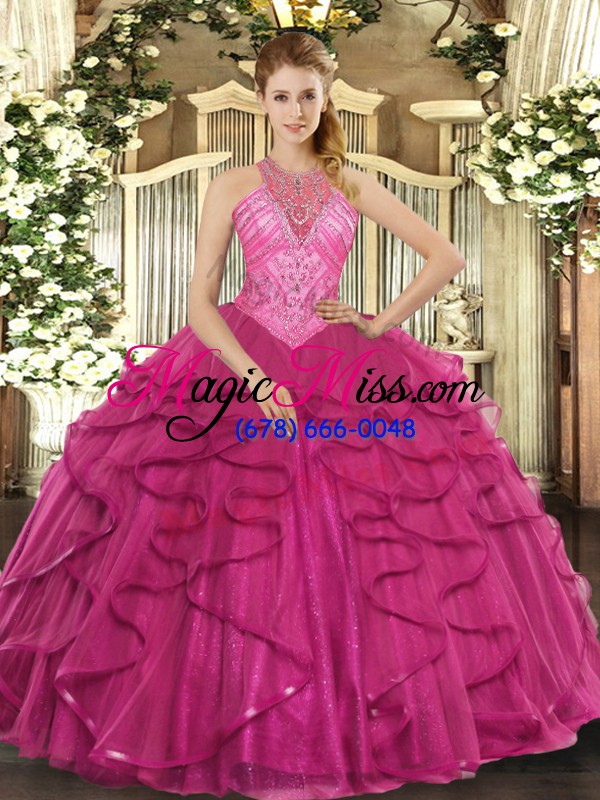 wholesale fantastic sleeveless lace up floor length beading and ruffles sweet 16 quinceanera dress