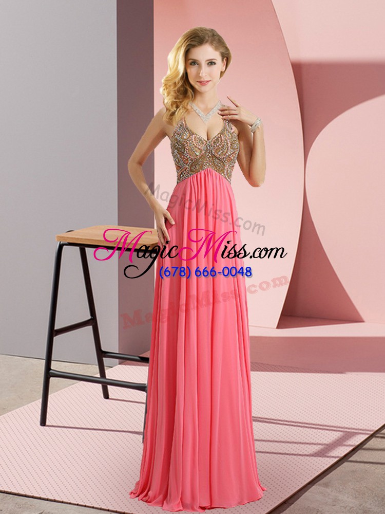wholesale sleeveless sweep train zipper floor length beading dress for prom