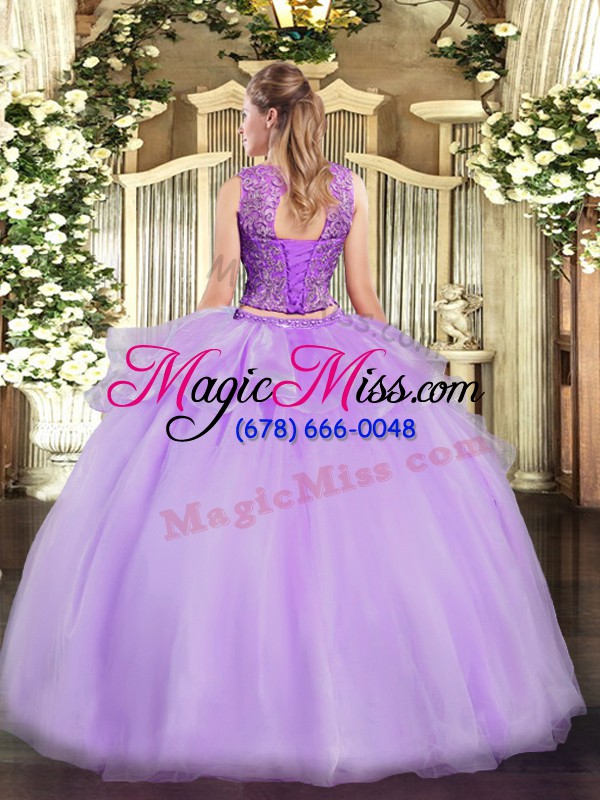 wholesale floor length two pieces sleeveless lavender quinceanera dresses lace up