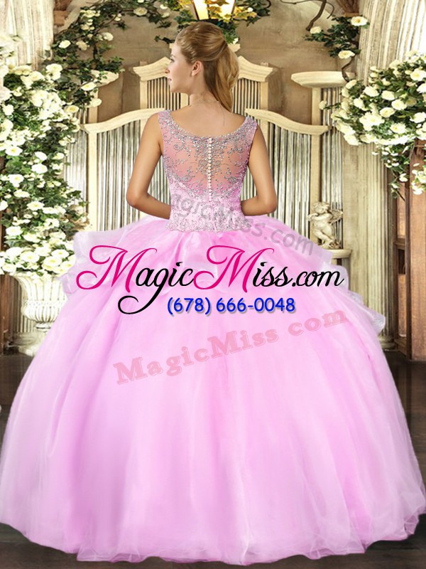 wholesale fitting lavender sleeveless beading and ruffles floor length quinceanera dress