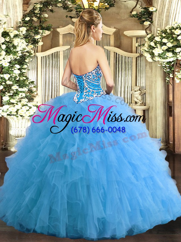 wholesale shining tulle sleeveless floor length sweet 16 quinceanera dress and beading and ruffles