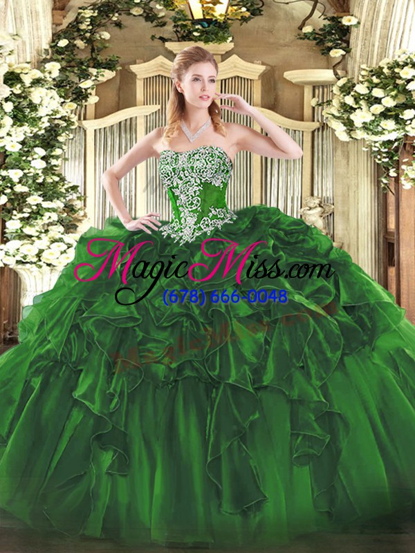 wholesale dramatic sleeveless beading and ruffles lace up 15 quinceanera dress