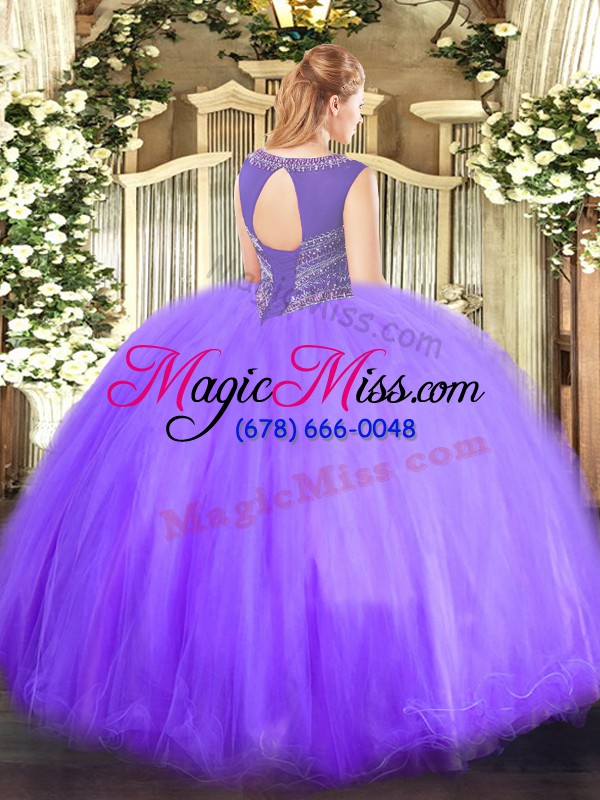 wholesale lace up scoop beading 15 quinceanera dress tulle sleeveless
