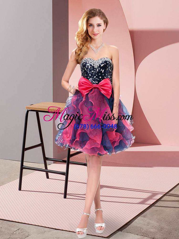 wholesale multi-color prom party dress prom and party with beading and ruffles and bowknot sweetheart sleeveless lace up