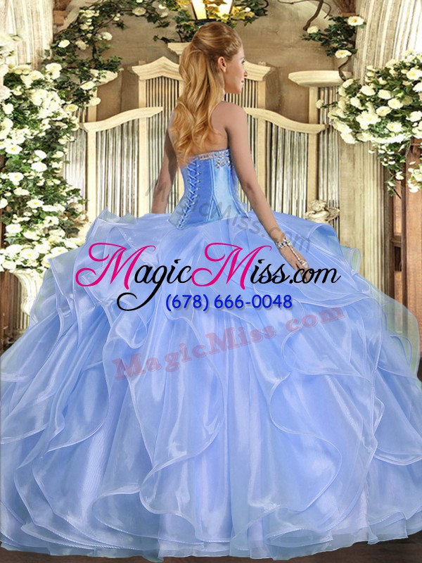 wholesale sweetheart sleeveless organza sweet 16 quinceanera dress beading and ruffles lace up