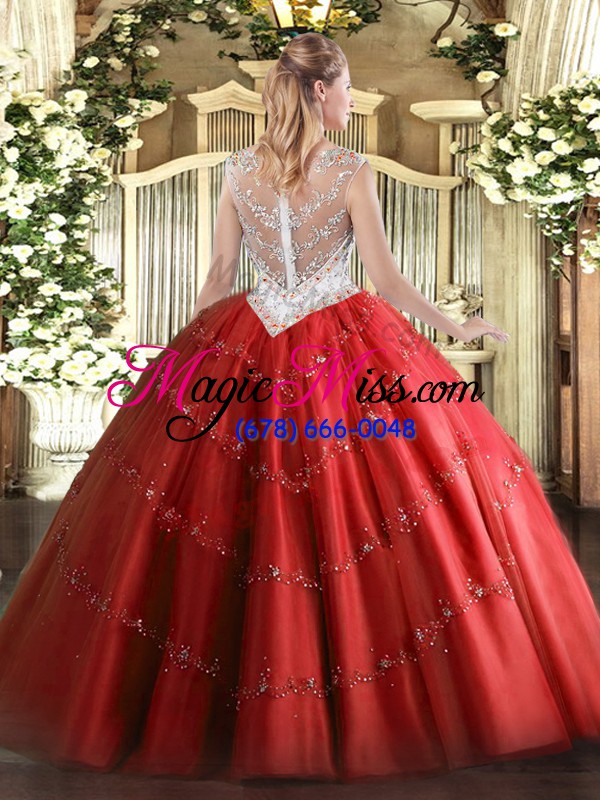 wholesale sumptuous fuchsia 15th birthday dress military ball and sweet 16 and quinceanera with beading and appliques scoop sleeveless zipper