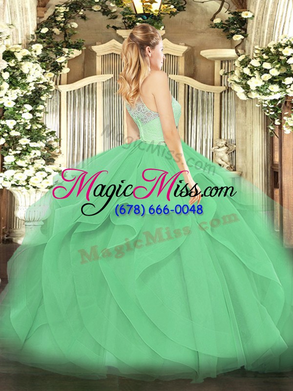 wholesale fashionable sleeveless lace and ruffles zipper quinceanera dresses