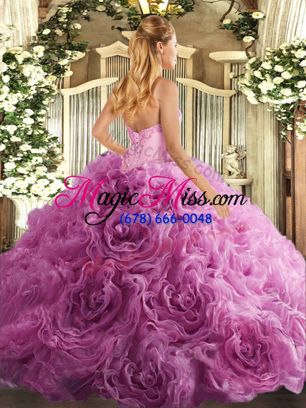 wholesale gorgeous lavender fabric with rolling flowers lace up sweetheart sleeveless floor length quinceanera gown beading
