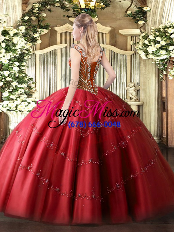 wholesale elegant sleeveless tulle floor length lace up 15 quinceanera dress in fuchsia with beading and appliques