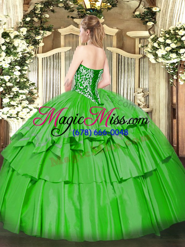 wholesale olive green sweetheart neckline beading and ruffled layers vestidos de quinceanera sleeveless lace up