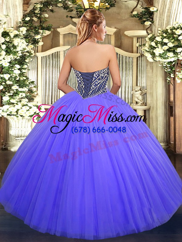 wholesale luxurious lavender tulle lace up quinceanera gowns sleeveless floor length beading