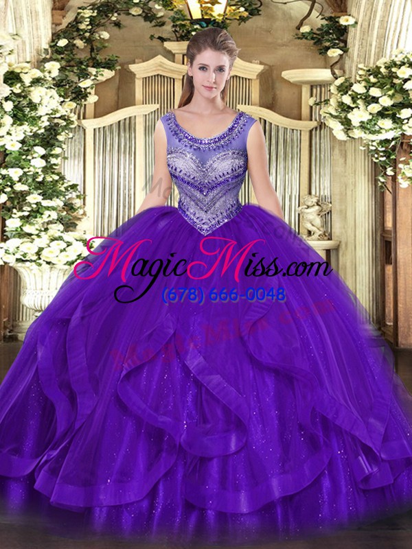wholesale attractive eggplant purple sweet 16 dresses sweet 16 and quinceanera with beading and ruffles scoop sleeveless lace up