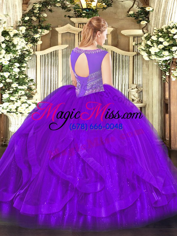 wholesale attractive eggplant purple sweet 16 dresses sweet 16 and quinceanera with beading and ruffles scoop sleeveless lace up