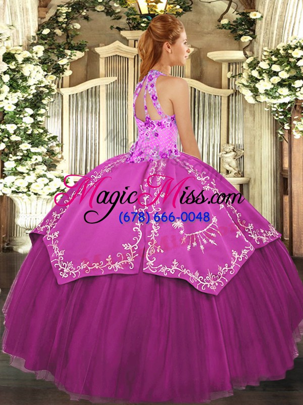 wholesale satin and tulle sleeveless floor length 15th birthday dress and beading and embroidery