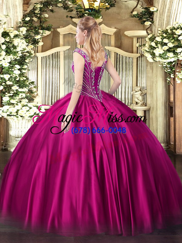 wholesale purple lace up v-neck beading sweet 16 dresses satin sleeveless