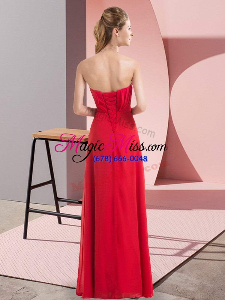 wholesale fuchsia empire beading prom evening gown lace up chiffon sleeveless floor length