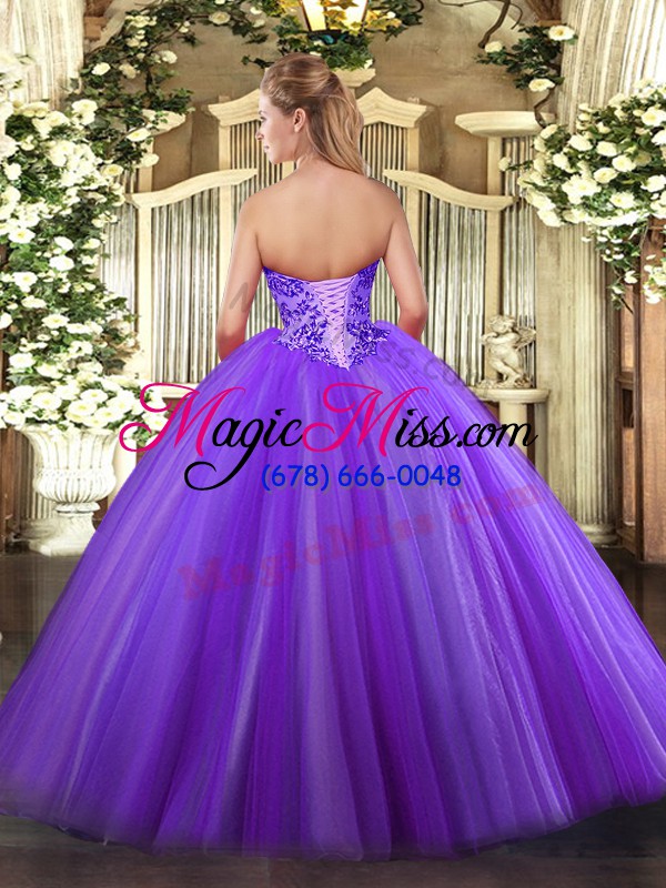 wholesale ball gowns tulle sweetheart sleeveless appliques floor length lace up sweet 16 dress