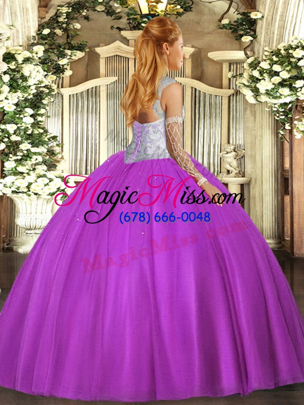 wholesale latest floor length lace up 15 quinceanera dress eggplant purple for sweet 16 and quinceanera with beading