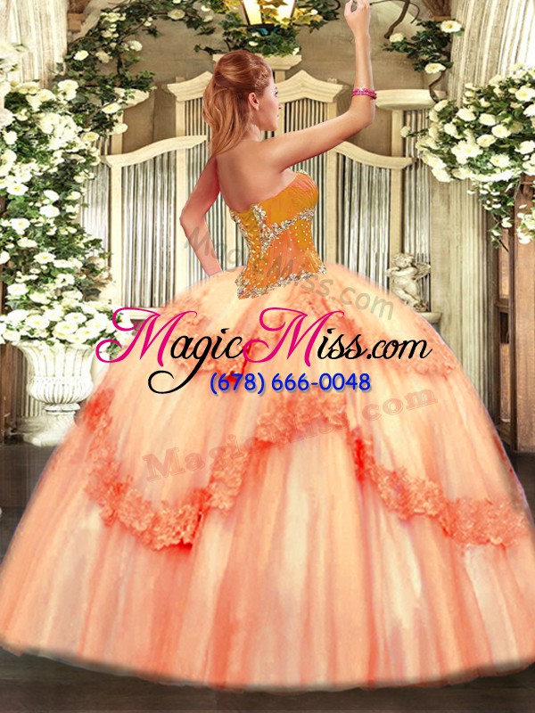 wholesale sweetheart sleeveless quinceanera gowns floor length beading and ruffles tulle