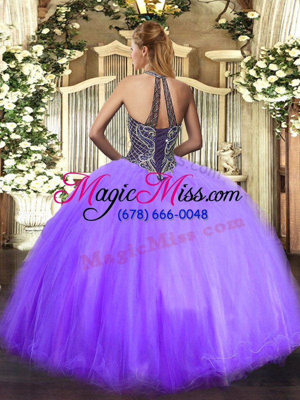 wholesale rose pink lace up halter top beading quinceanera gown tulle sleeveless