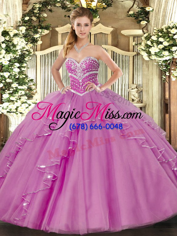 wholesale floor length ball gowns sleeveless lilac 15th birthday dress lace up