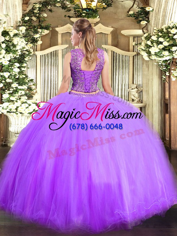 wholesale tulle scoop sleeveless lace up beading sweet 16 quinceanera dress in blue