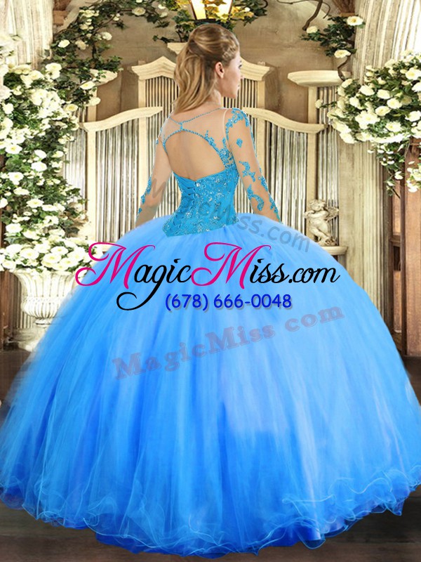wholesale edgy tulle long sleeves floor length quinceanera dress and lace