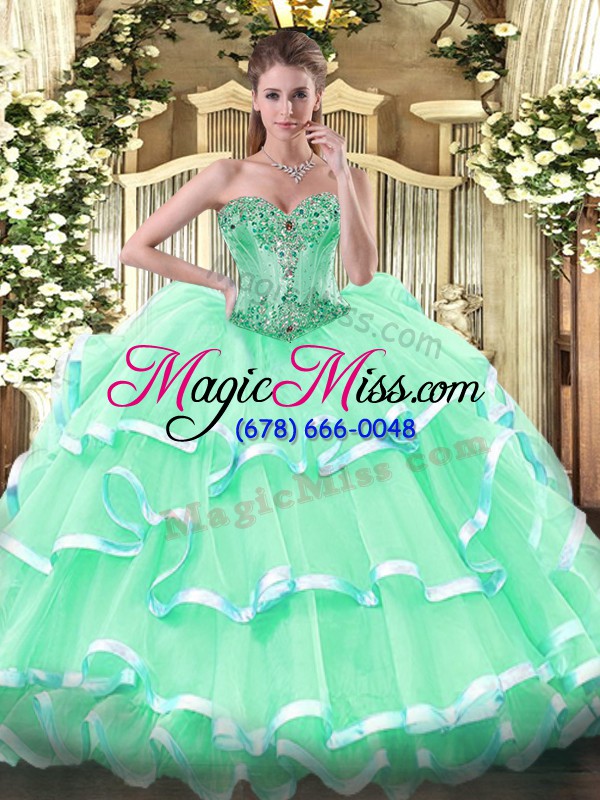 wholesale eye-catching floor length apple green ball gown prom dress sweetheart sleeveless lace up