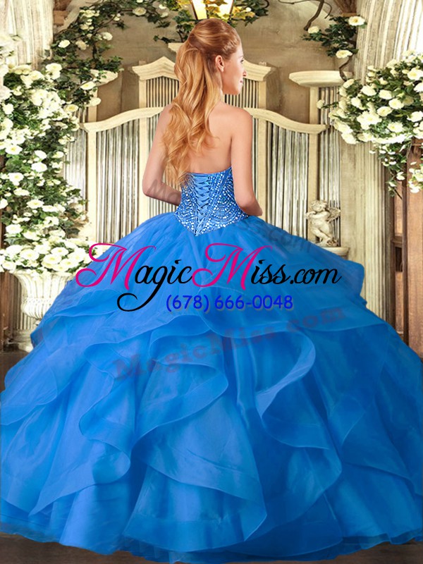 wholesale hot pink ball gowns beading and ruffles ball gown prom dress lace up tulle sleeveless floor length