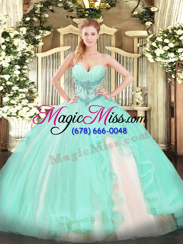 wholesale ideal apple green sweetheart neckline beading and ruffles quinceanera dresses sleeveless lace up