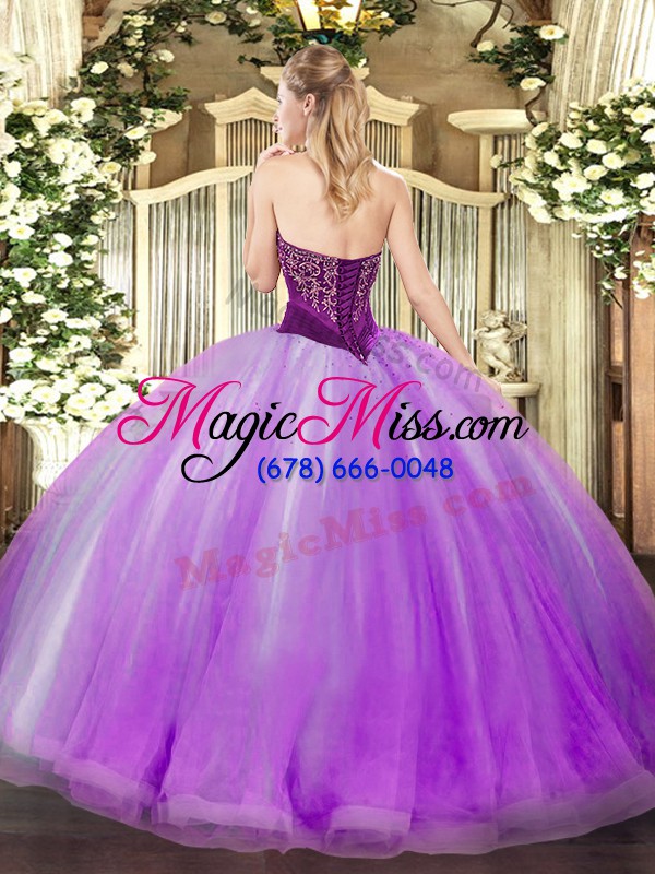 wholesale green tulle lace up ball gown prom dress sleeveless floor length beading and ruffles
