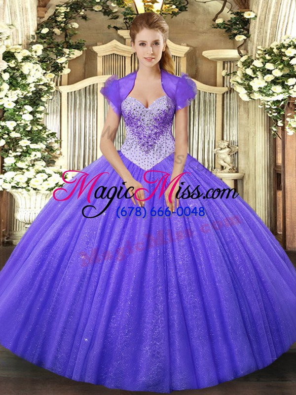 wholesale tulle sweetheart sleeveless lace up beading quinceanera dress in lavender