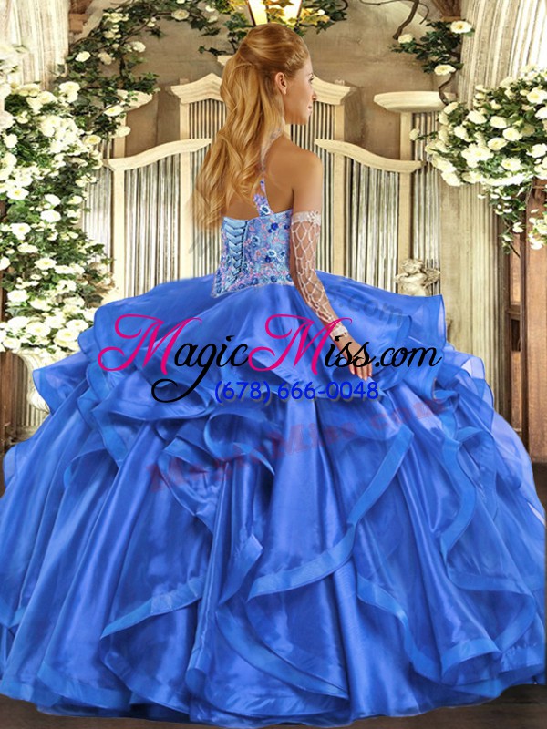 wholesale floor length purple quinceanera gowns organza sleeveless beading and embroidery and ruffles