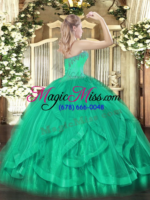 wholesale designer olive green sweetheart neckline beading and ruffles quinceanera gown sleeveless lace up