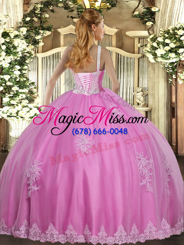 wholesale classical floor length lace up 15 quinceanera dress baby pink for military ball and sweet 16 and quinceanera with beading and appliques
