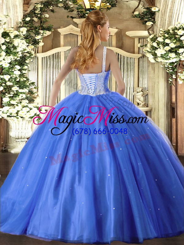 wholesale noble high-neck sleeveless lace up 15 quinceanera dress baby blue tulle
