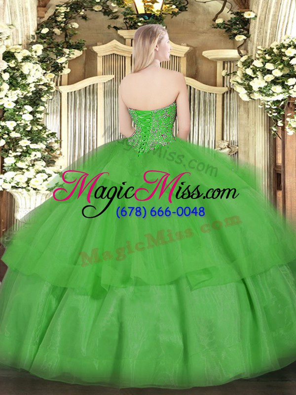 wholesale sweet ball gowns 15th birthday dress green sweetheart organza sleeveless floor length lace up
