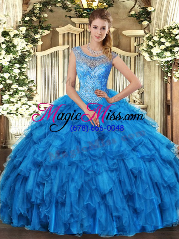 wholesale floor length baby blue vestidos de quinceanera scoop sleeveless lace up