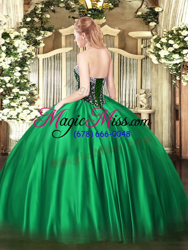 wholesale flirting fuchsia satin lace up quinceanera gowns sleeveless floor length beading