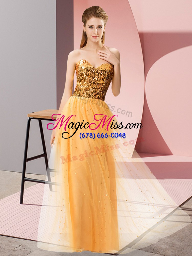 wholesale sweetheart sleeveless prom party dress floor length sequins gold tulle