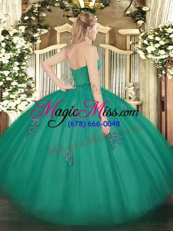 wholesale floor length zipper sweet 16 dress olive green for military ball and sweet 16 and quinceanera with appliques