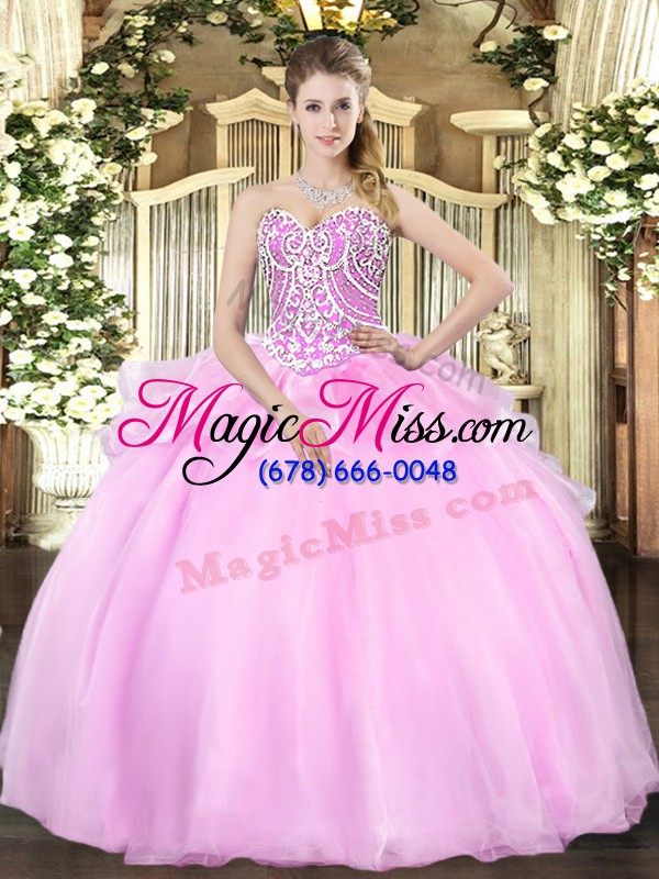 wholesale pink sweet 16 dresses military ball and sweet 16 and quinceanera with beading sweetheart sleeveless lace up