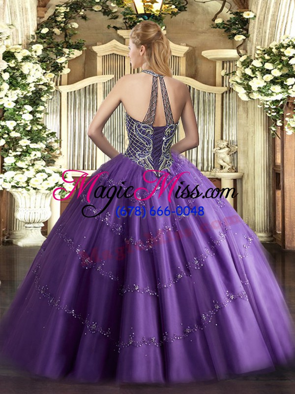 wholesale inexpensive green lace up halter top beading quinceanera dresses tulle sleeveless