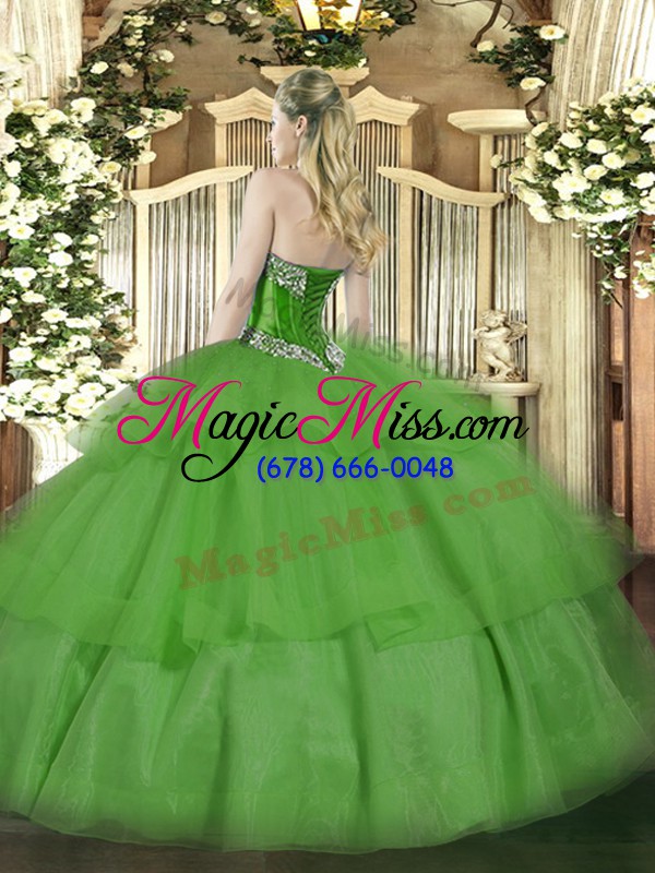 wholesale lavender lace up quince ball gowns beading and ruffled layers sleeveless floor length