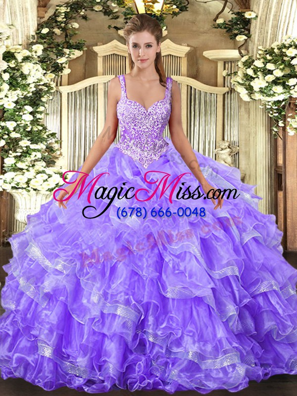 wholesale sleeveless lace up floor length beading and ruffled layers quinceanera gowns