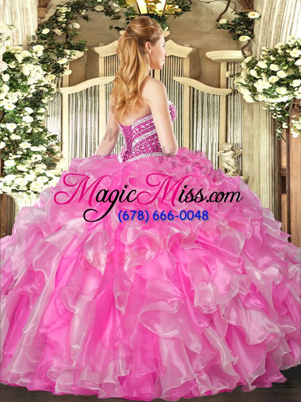 wholesale custom made sleeveless beading and ruffles lace up 15 quinceanera dress